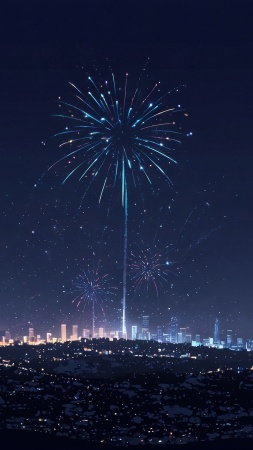skyline wallpaper, new year celebration, party vibes, background for mobile wallpaper (vertical)