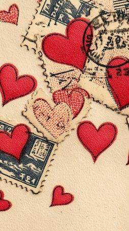 whimsical design wallpaper, vintage love, lovecore, background for mobile wallpaper (vertical)