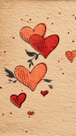 heart design wallpaper, romantic decor, handmade card, background for mobile wallpaper (vertical)