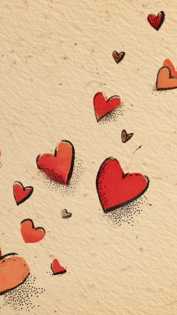 paper texture wallpaper, heart design, valentines day, background for mobile wallpaper (vertical)