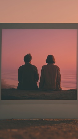 cute couple wallpaper, beach vibes, intimate connection, background for mobile wallpaper (vertical)