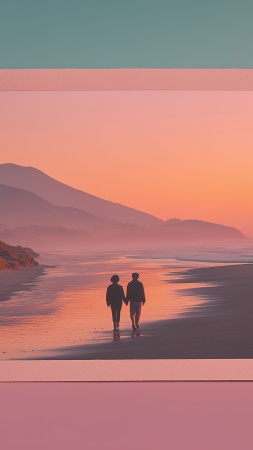 dreamy aesthetic wallpaper, intimate portraits, cute couple, background for mobile wallpaper (vertical)