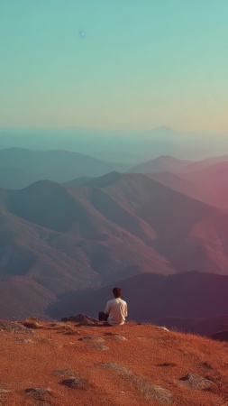 natural calm wallpaper, mountain landscape, rustic beauty, background for mobile wallpaper (vertical)