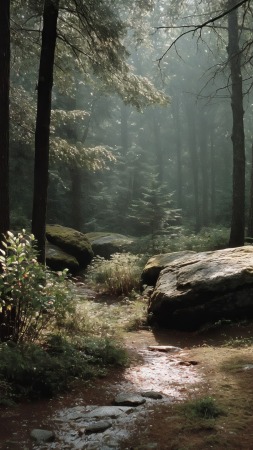 scenic woods wallpaper, outdoor exploration, dirt path, background for mobile wallpaper (vertical)