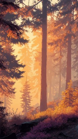 hiking trail wallpaper, soft light, nature walk, background for mobile wallpaper (vertical)