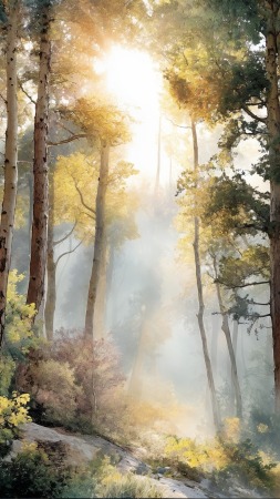 dreamy colors wallpaper, whimsical imagery, tranquil grove, background for mobile wallpaper (vertical)