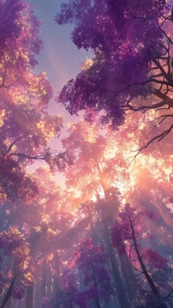 fantasy forest wallpaper, surreal imagery, colorful dreams, background for mobile wallpaper (vertical)
