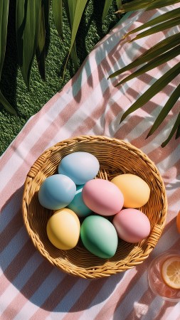nature setting wallpaper, seasonal crafts, easter, background for mobile wallpaper (vertical)