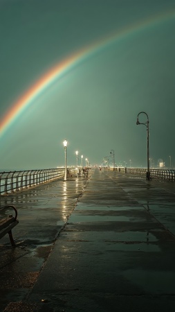 colorful reflections wallpaper, urban vibe, pier, background for mobile wallpaper (vertical)