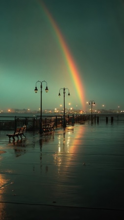 beach vibes wallpaper, night glow, coastal charm, background for mobile wallpaper (vertical)