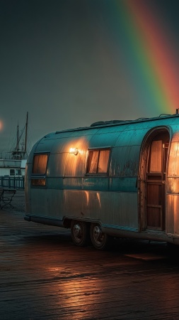 outdoor lighting wallpaper, nighttime scenery, colorful reflections, background for mobile wallpaper (vertical)