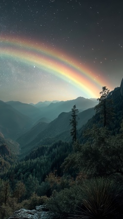 celestial beauty wallpaper, dark atmosphere, mountain silhouette, background for mobile wallpaper (vertical)