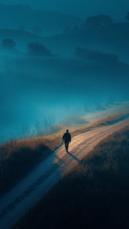 lonely highway wallpaper, mystery, cinematic view, background for mobile wallpaper (vertical)