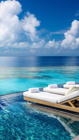 tourism wallpaper, resort, sunbed, background for mobile wallpaper (vertical)