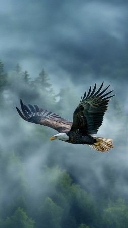 forest wallpaper, fog, high-resolution, background for mobile wallpaper (vertical)