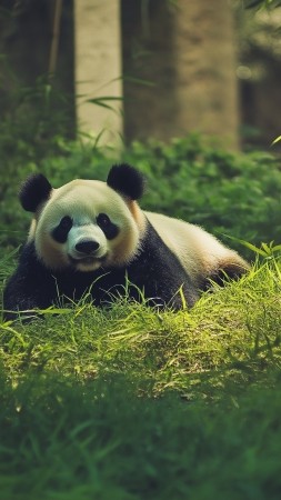 panda wallpaper, zoo, wildlife, background for mobile wallpaper (vertical)