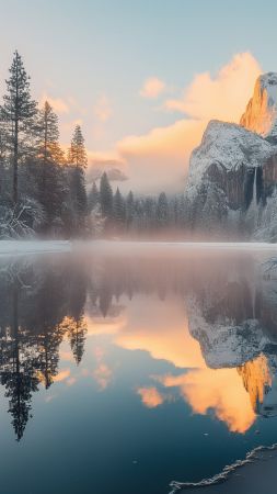 Yosemite wallpaper, forest, 5k, background for mobile wallpaper (vertical)
