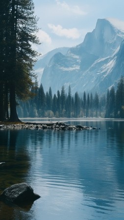 Yosemite wallpaper, winter, 4k wallpaper, background for mobile wallpaper (vertical)