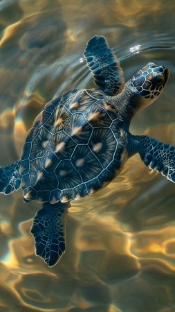 Turtle wallpaper, swimming, turtles, background for mobile wallpaper (vertical)