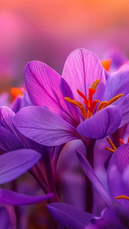 saffron wallpaper, blooming, floral, background for mobile wallpaper (vertical)