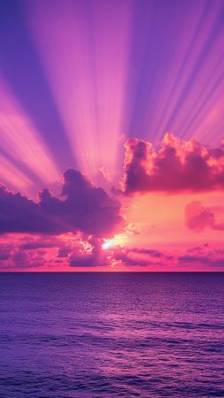 Pacific ocean wallpaper, purple clouds, twilight, background for mobile wallpaper (vertical)