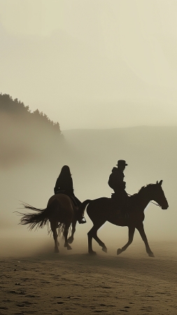 horse wallpaper, sky, sunset, background for mobile wallpaper (vertical)