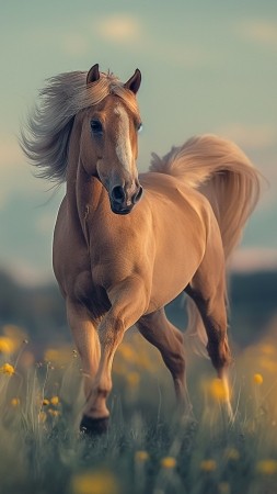 horse wallpaper, gallop, running, background for mobile wallpaper (vertical)