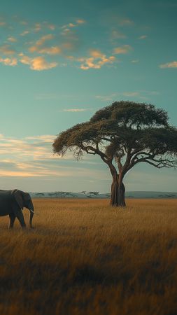 elephant wallpaper, clouds, wildlife, background for mobile wallpaper (vertical)