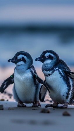 Penguin wallpaper, ocean, adorable creatures, background for mobile wallpaper (vertical)