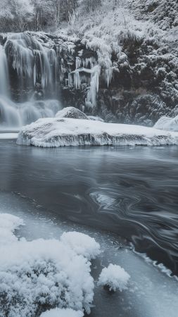 Lake wallpaper, ice, crystal clear water, background for mobile wallpaper (vertical)