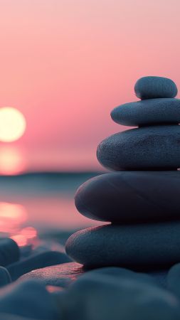 Sea wallpaper, sunset, ocean, background for mobile wallpaper (vertical)