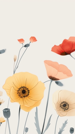 poppy wallpaper, meadows, nature scenery, background for mobile wallpaper (vertical)