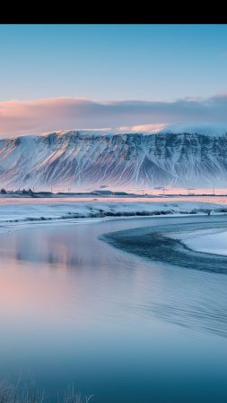 Reykjavik wallpaper, mountain range, 4k wallpaper, background for mobile wallpaper (vertical)