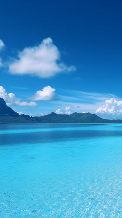 Bora-Bora wallpaper, crystal clear waters, ocean views, background for mobile wallpaper (vertical)