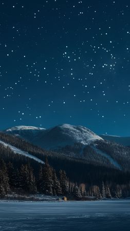 Mountains wallpaper, stars, 4k resolution, background for mobile wallpaper (vertical)