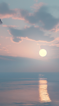 Ocean wallpaper, sun, beach, background for mobile wallpaper (vertical)