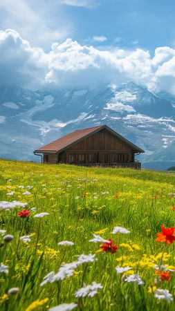 Switzerland wallpaper, meadows, 4k wallpaper, background for mobile wallpaper (vertical)
