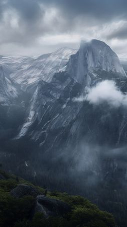 Yosemite wallpaper, waterfall, scenic, background for mobile wallpaper (vertical)
