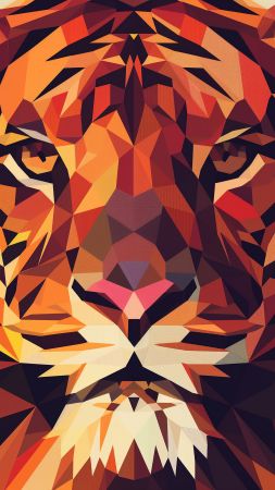 tiger wallpaper, polygon, geometric, background for mobile wallpaper (vertical)