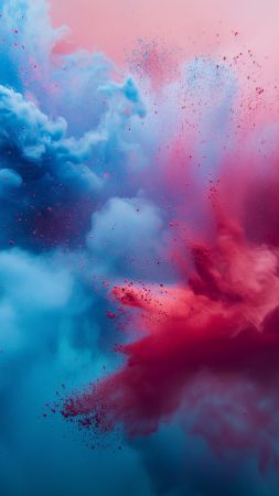 Holi wallpaper, vibrant colors, paint splashes, background for mobile wallpaper (vertical)