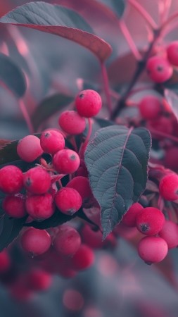 berries wallpaper, vibrant leaves, high-resolution wallpaper, background for mobile wallpaper (vertical)