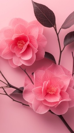 camellia wallpaper, pink, floral, background for mobile wallpaper (vertical)
