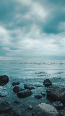 Sea wallpaper, clouds, ocean, background for mobile wallpaper (vertical)