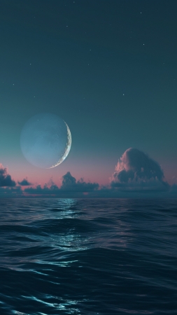Sea wallpaper, night sky, celestial, background for mobile wallpaper (vertical)