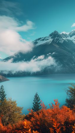 New Zealand wallpaper, vibrant nature, island foliage, background for mobile wallpaper (vertical)