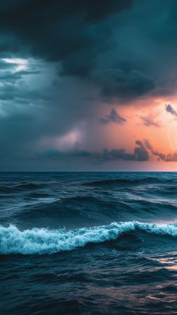 Sea wallpaper, storm, 5k, background for mobile wallpaper (vertical)