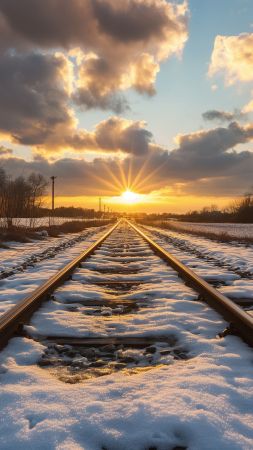 Railway wallpaper, HD wallpaper, clouds, background for mobile wallpaper (vertical)