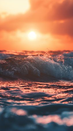 Sea wallpaper, coastline, horizon, background for mobile wallpaper (vertical)