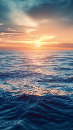 Sea wallpaper, tranquil, sunset, background for mobile wallpaper (vertical)