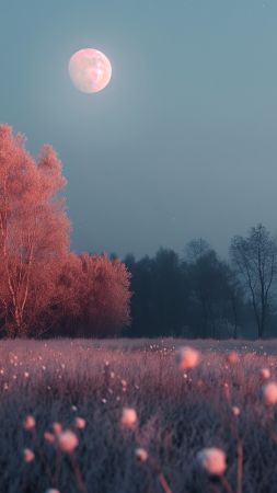 Meadows wallpaper, moon, 5k, background for mobile wallpaper (vertical)